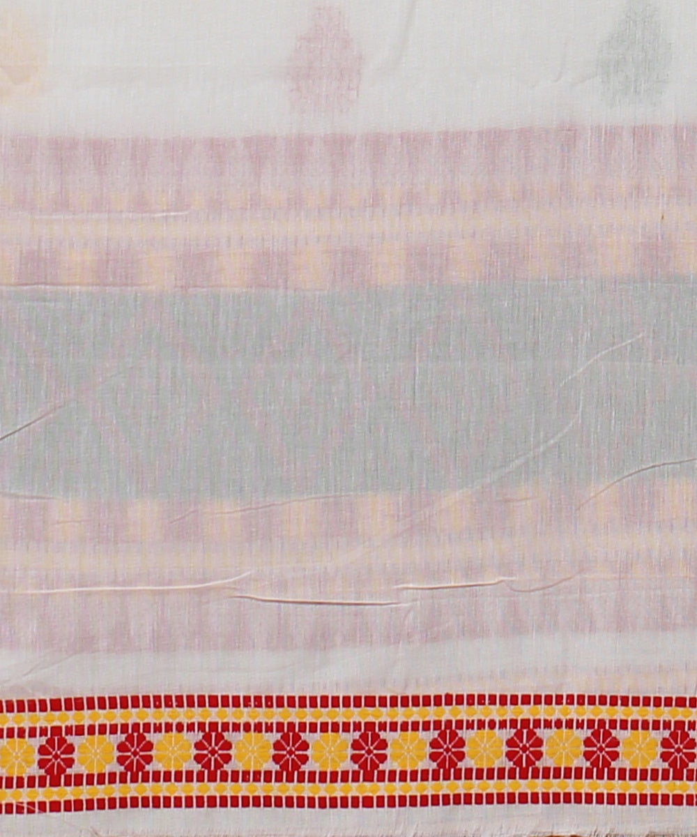 White multicolour handloom cotton assam saree