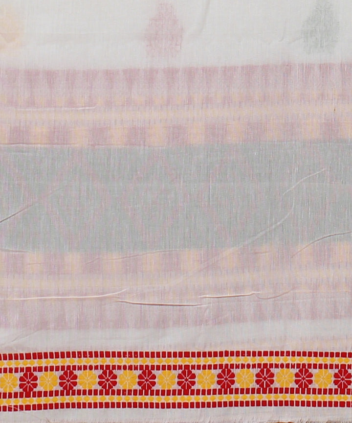 White multicolour handloom cotton assam saree