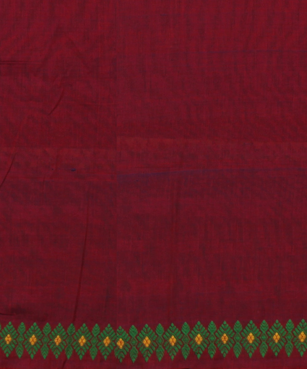 Maroon multicolour handloom cotton assam saree