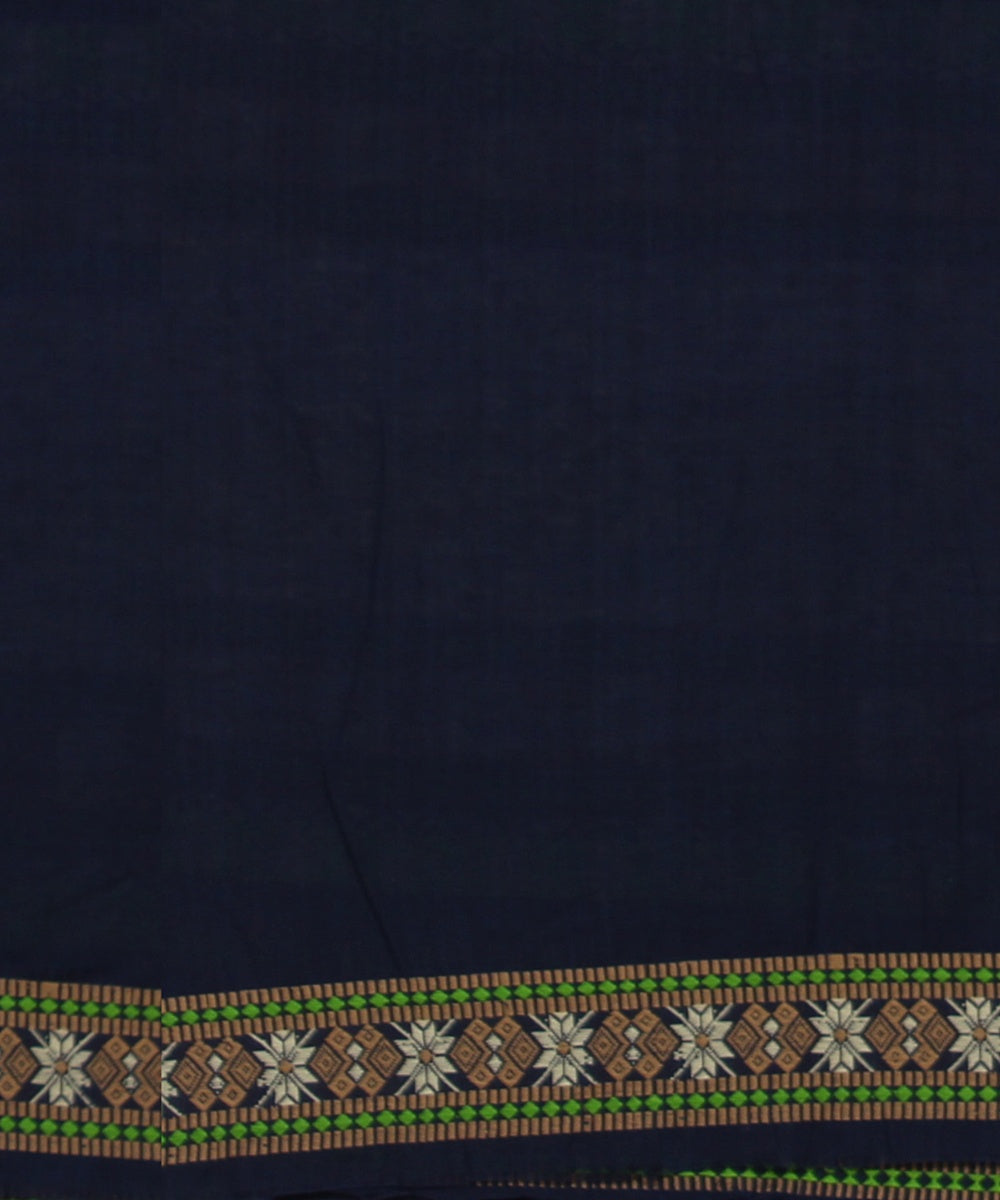 Navy blue multicolour cotton assam handloom saree