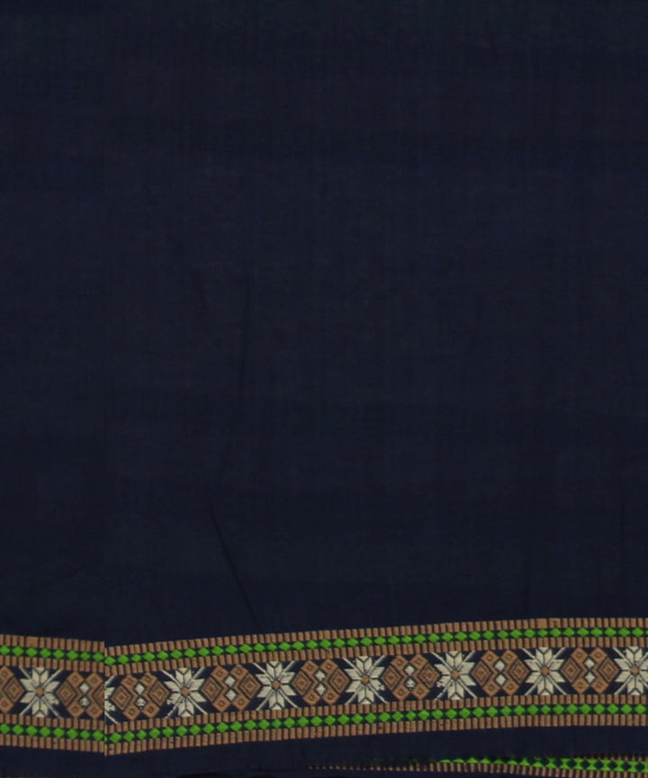 Navy blue multicolour cotton assam handloom saree