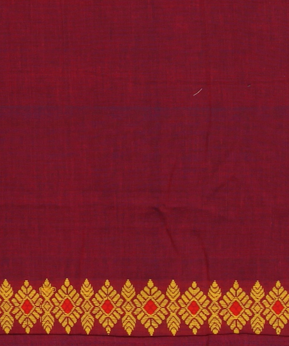 Maroon yellow cotton handloom assam saree