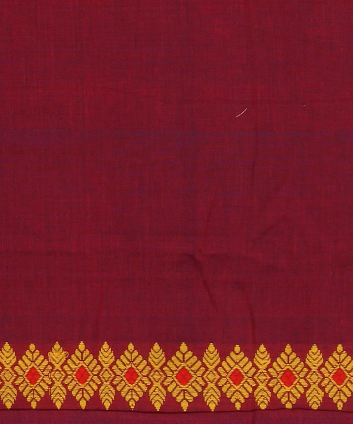 Maroon yellow cotton handloom assam saree
