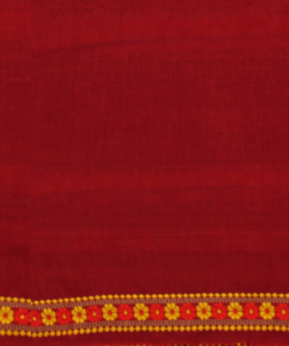 Maroon multicolour cotton handloom assam saree