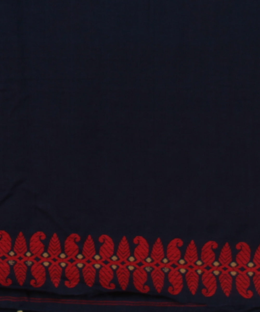 Navy blue multicolour handloom assam cotton saree