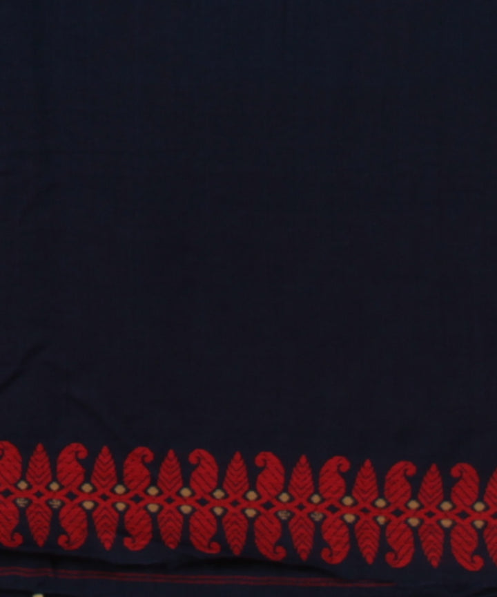 Navy blue multicolour handloom assam cotton saree