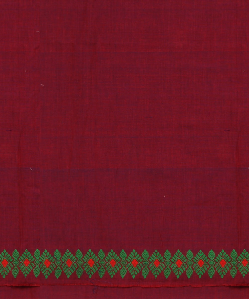 Maroon green cotton handloom assam saree