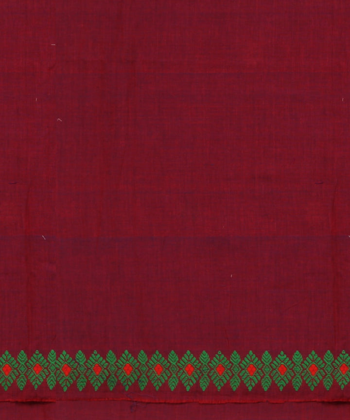 Maroon green cotton handloom assam saree