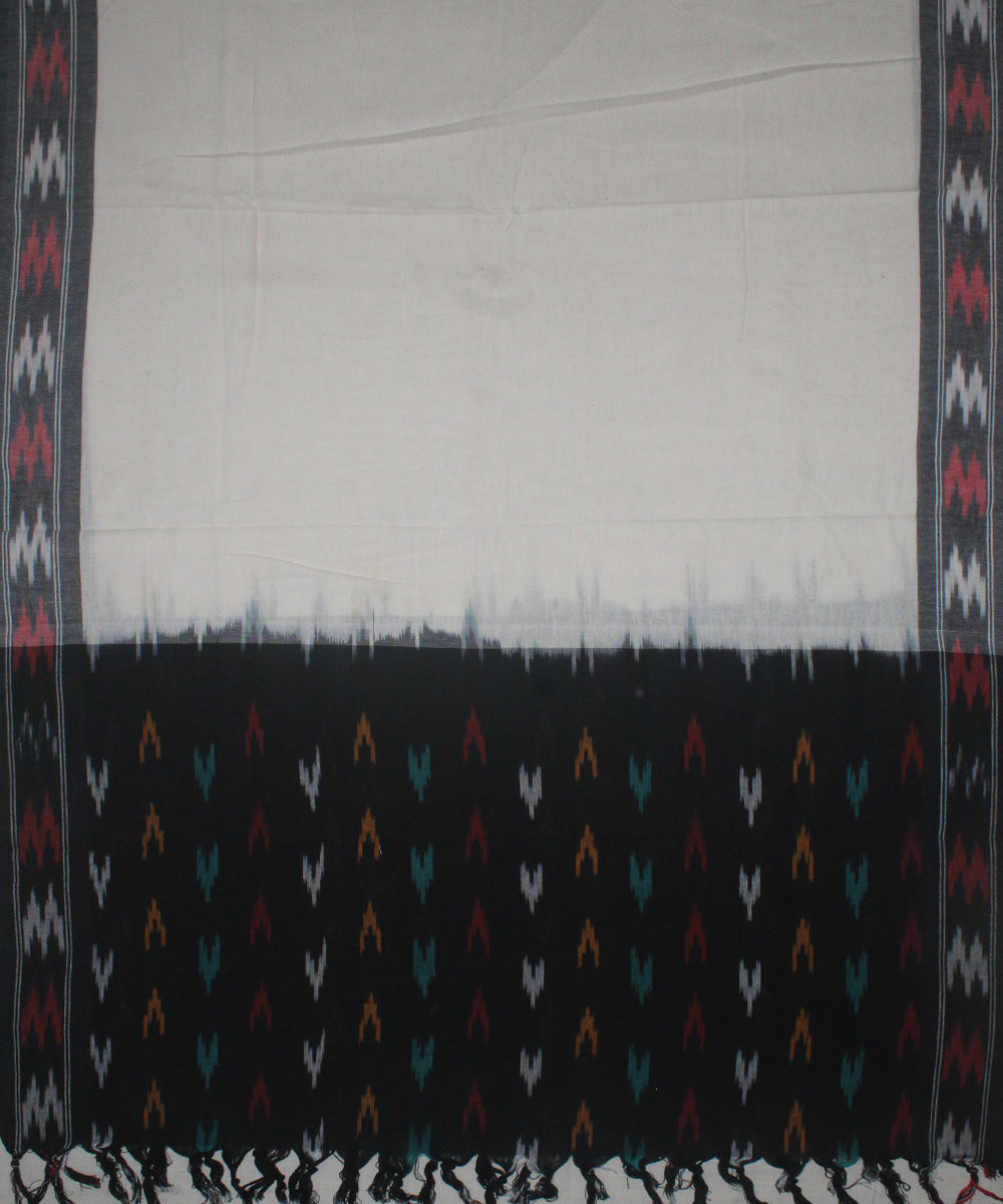 3pcs-black and white handwoven pochampally ikkat dress material
