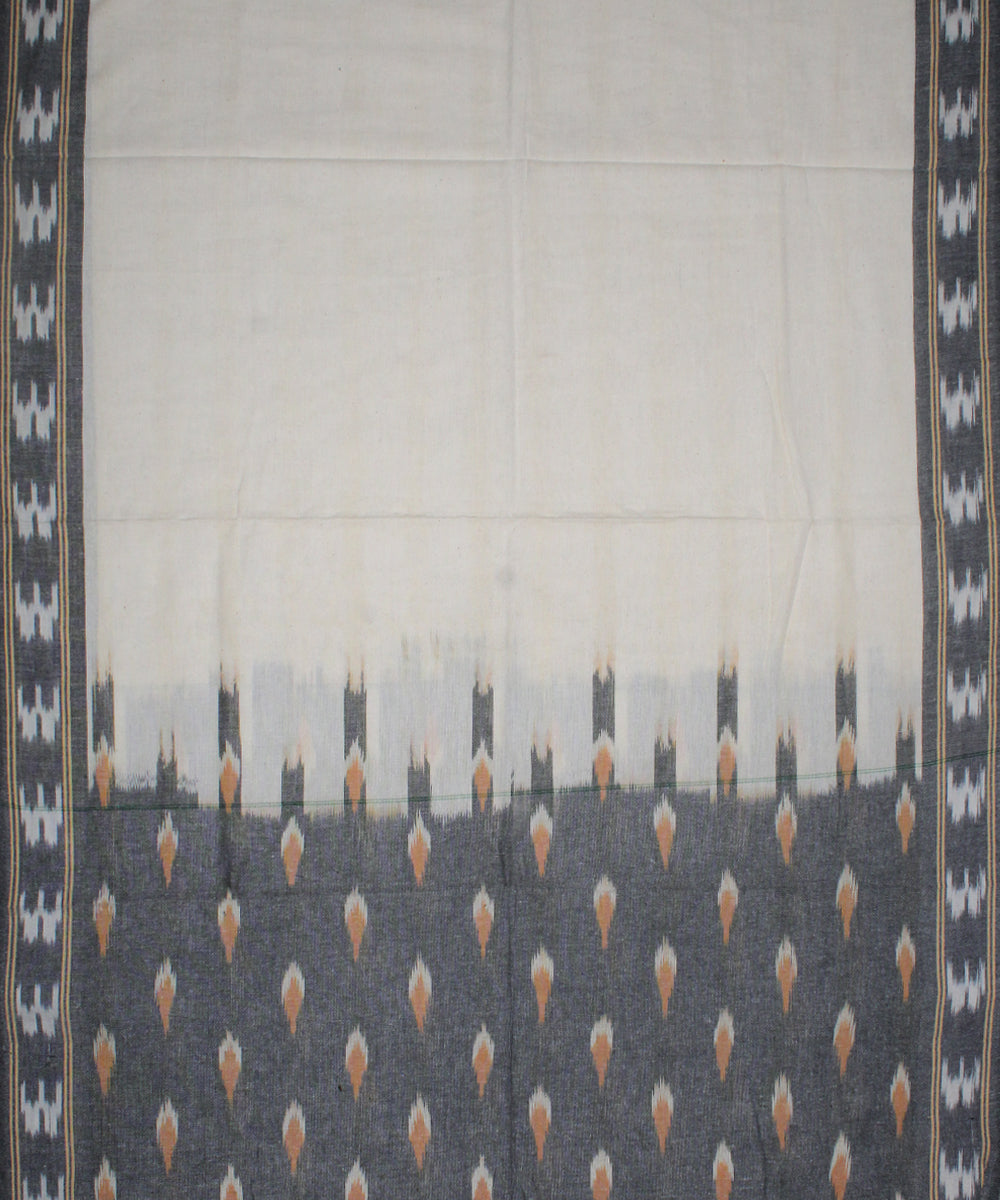 3pcs-grey with offwhite handwoven pochampally ikkat dress material