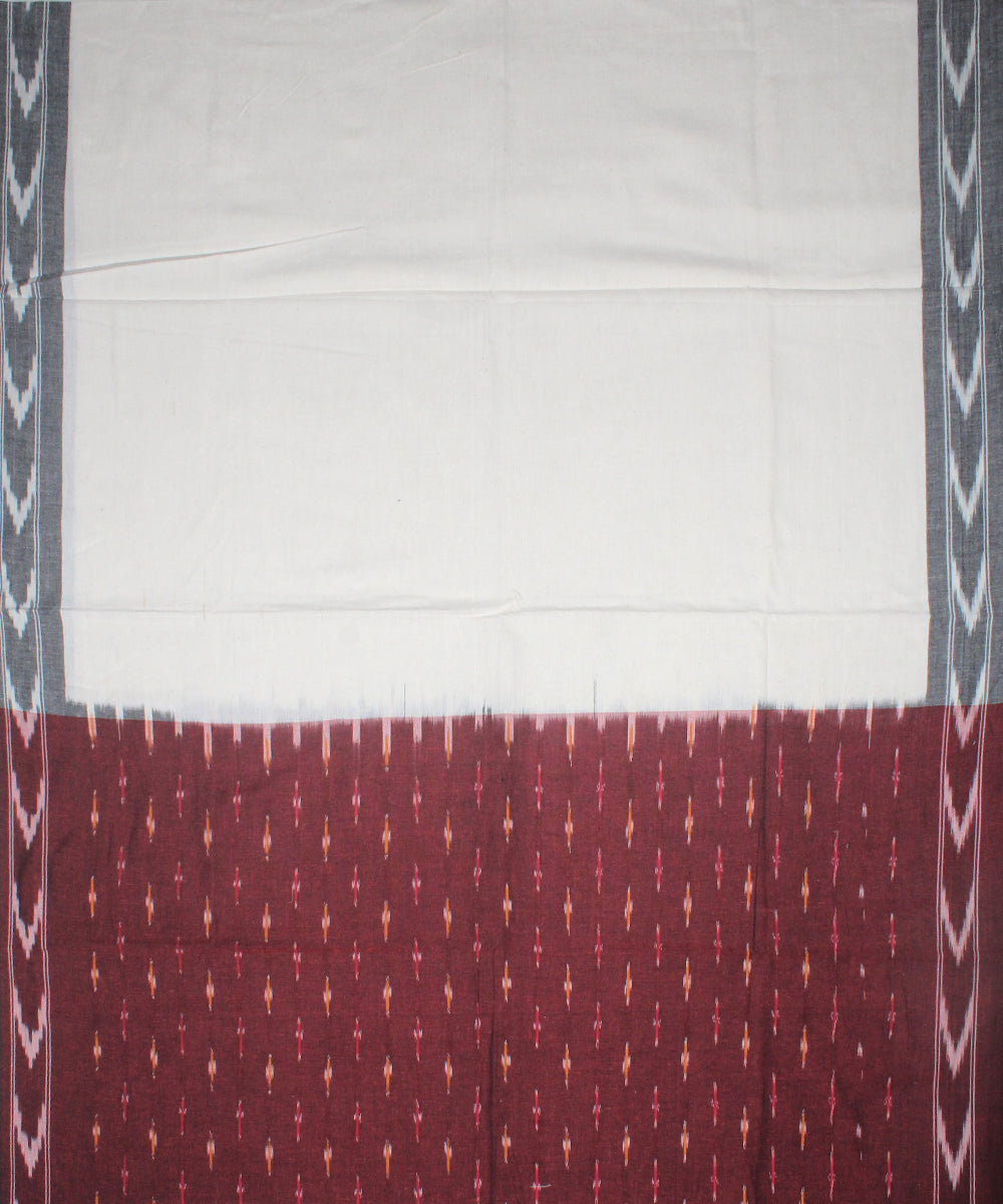 3pcs-maroon off white handwoven pochampally ikkat dress material