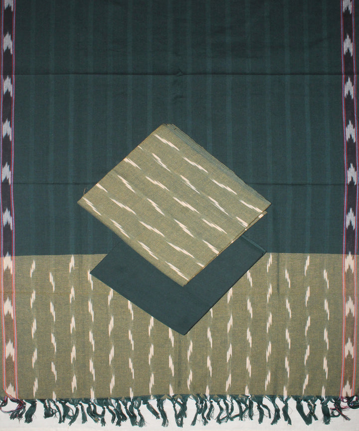 3pcs-olive green handwoven pochampally ikkat dress material
