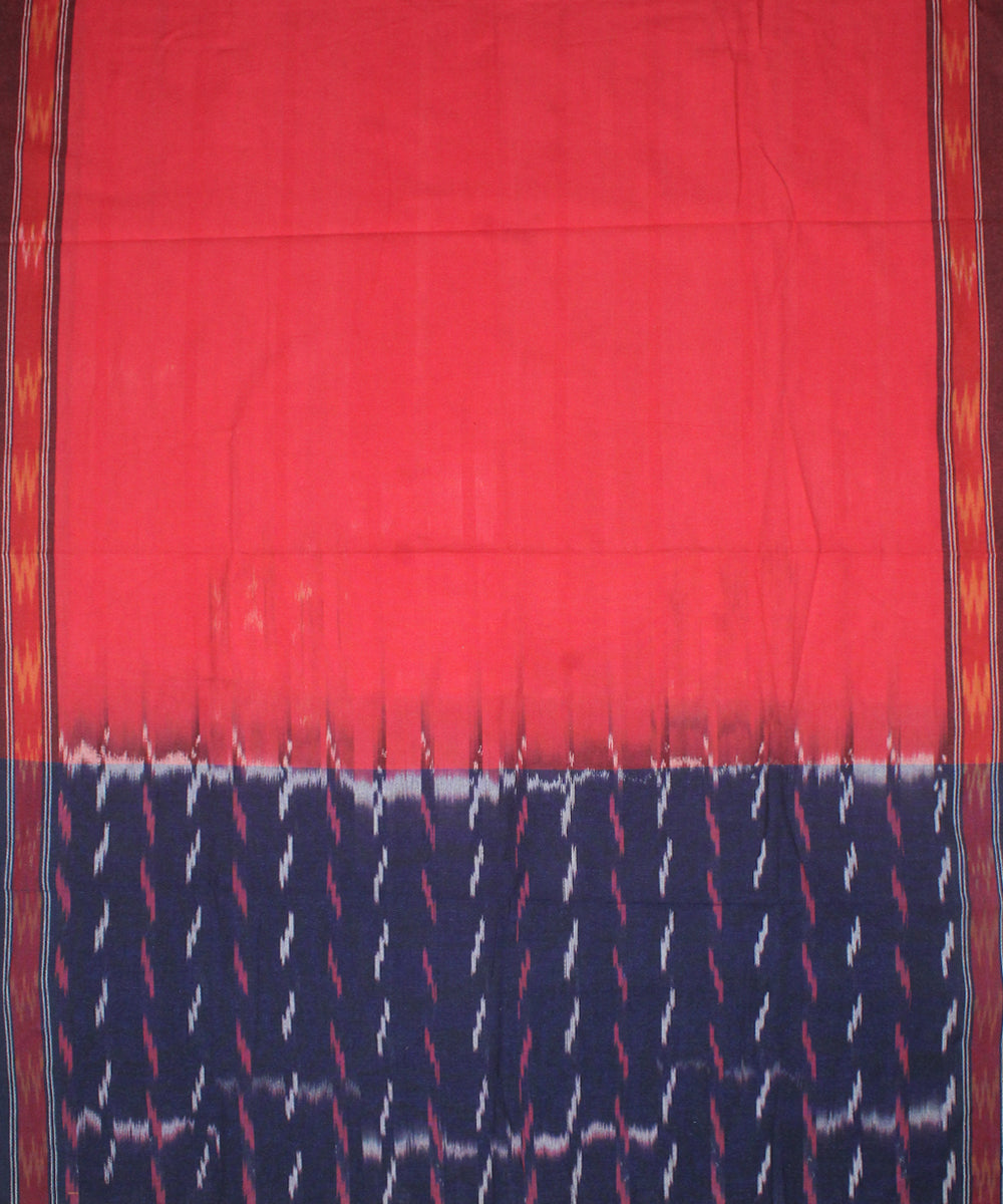 3pcs-navy blue and red handwoven pochampally ikkat dress material