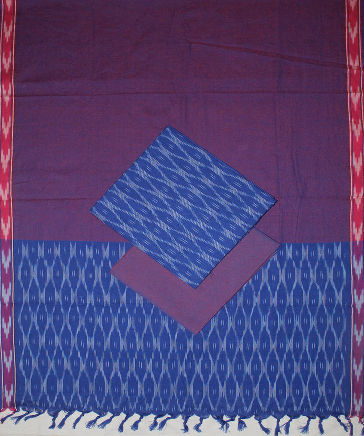 3pcs-royal blue purple handwoven pochampally ikkat dress material