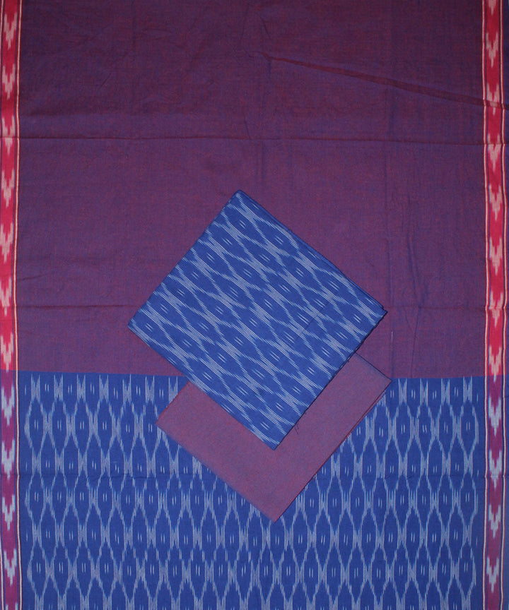3pcs-royal blue purple handwoven pochampally ikkat dress material