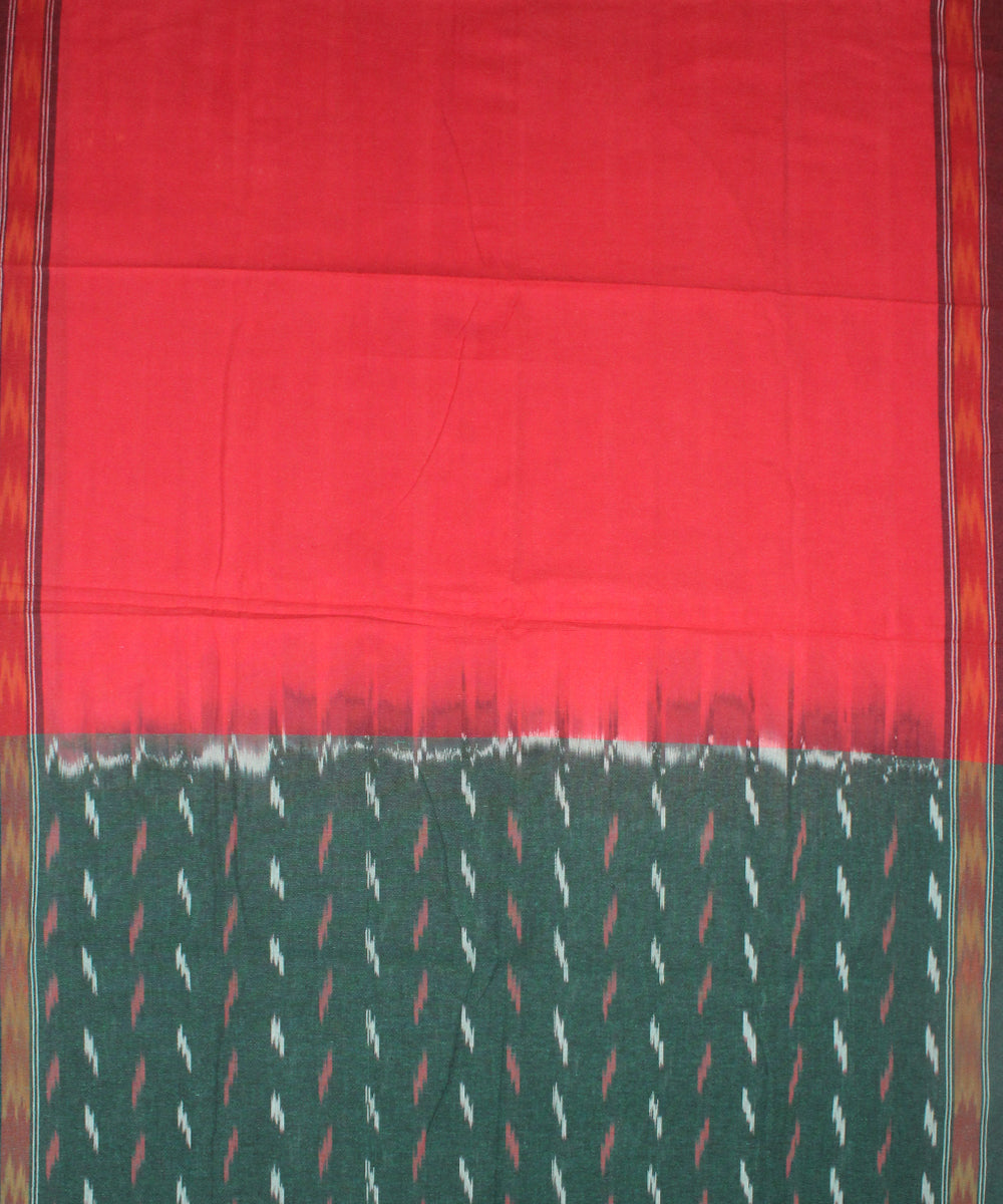 3pcs-dark green and red handwoven pochampally ikkat dress material