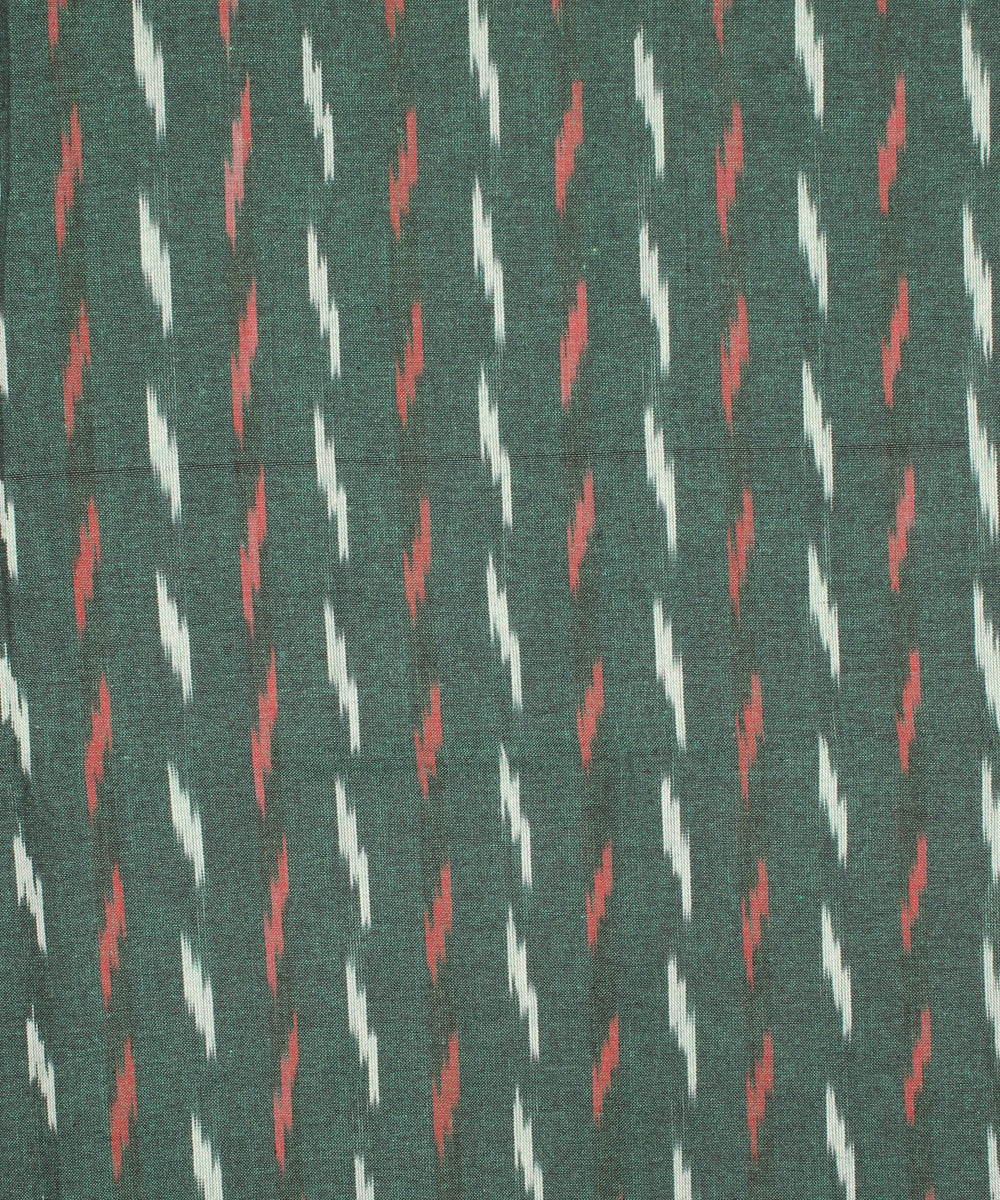3pcs-dark green and red handwoven pochampally ikkat dress material