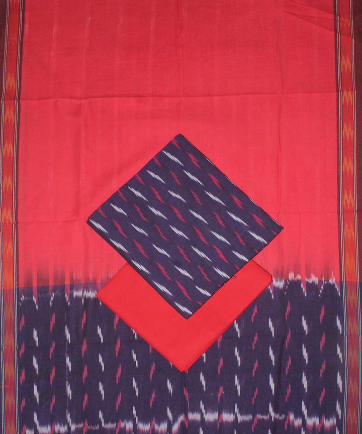 3pcs-purple red handwoven pochampally ikkat dress material
