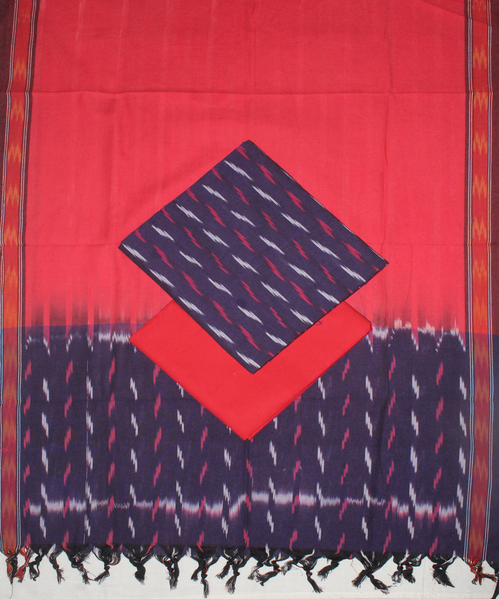 3pcs-purple red handwoven pochampally ikkat dress material