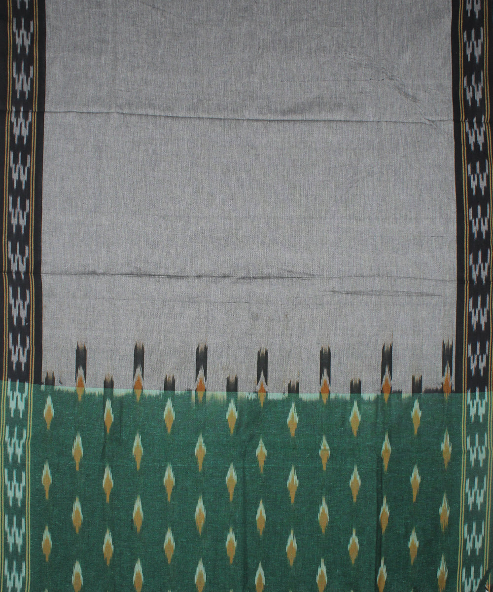 3pcs-dark green with grey handwoven pochampally ikkat dress material