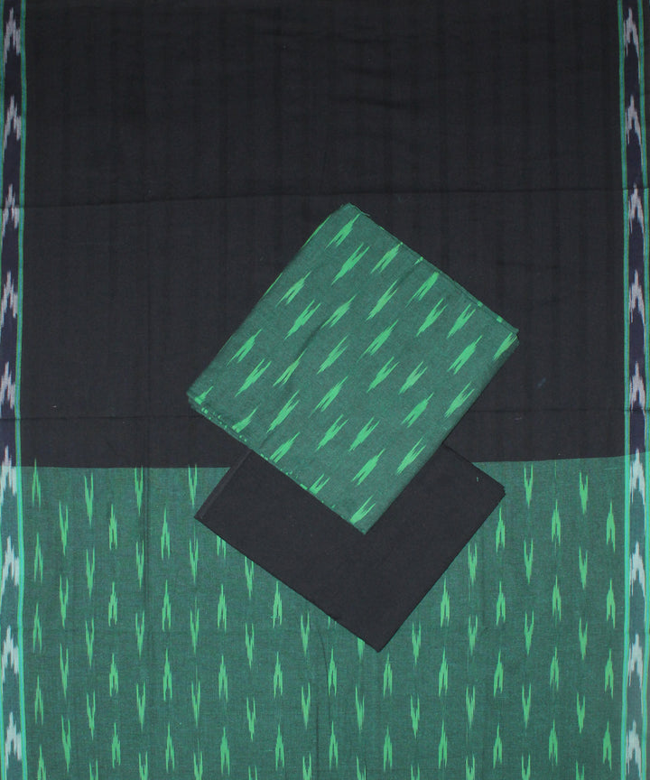3pcs-green with black handwoven pochampally ikkat dress material