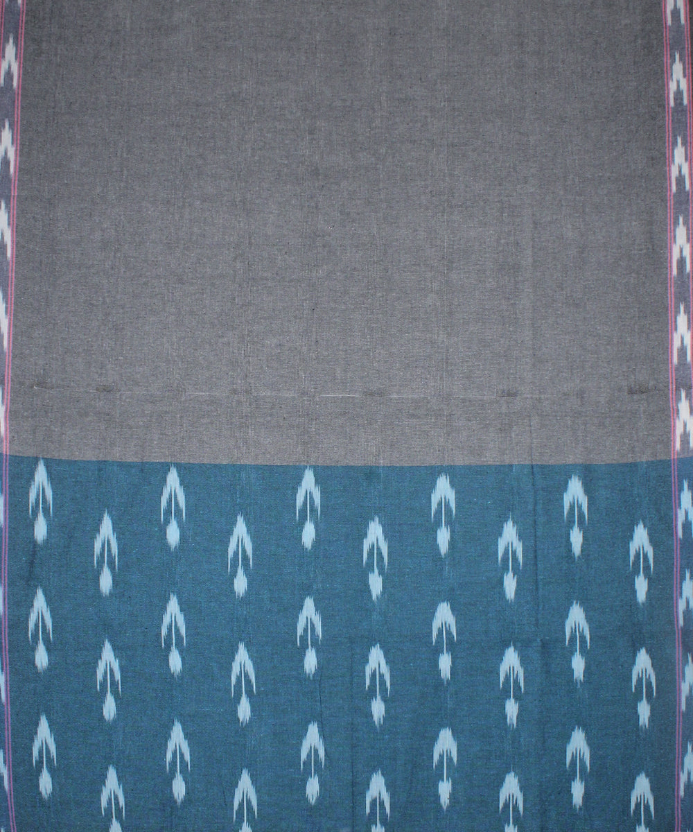 3pcs-cyan green and grey handwoven pochampally ikkat dress material