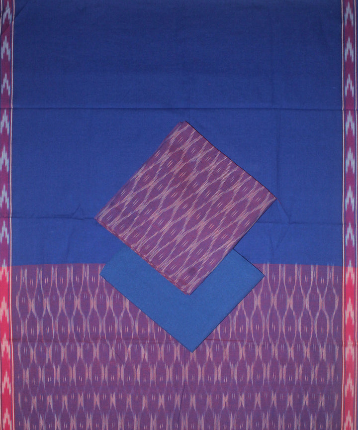 3pcs-purple blue handwoven pochampally ikkat dress material