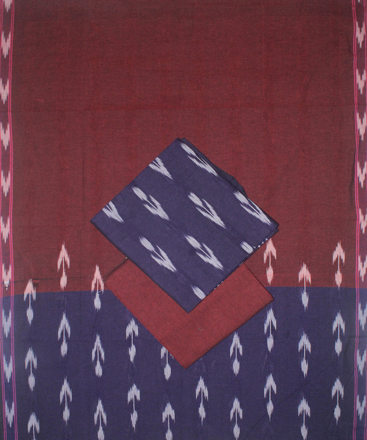 3pcs-navy purple with maroon pochampally ikkat dress material