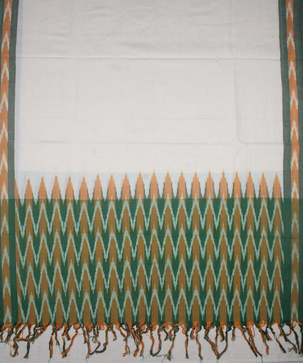3pcs-green yellow offwhite handwoven pochampally ikkat dress material