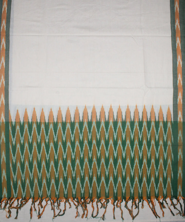 3pcs-green yellow offwhite handwoven pochampally ikkat dress material