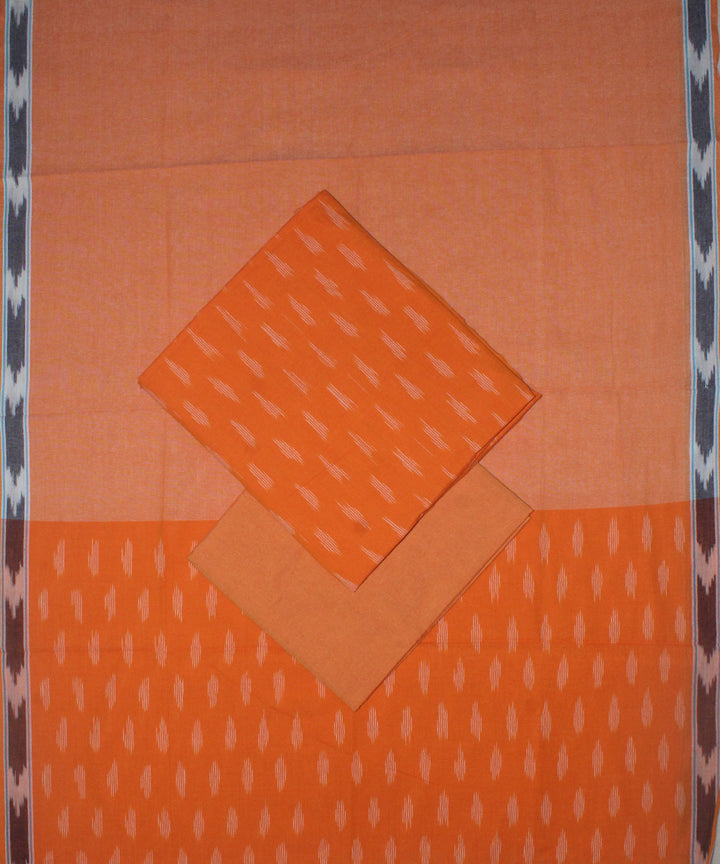 3pcs-orange with peach handwoven pochampally ikkat dress material