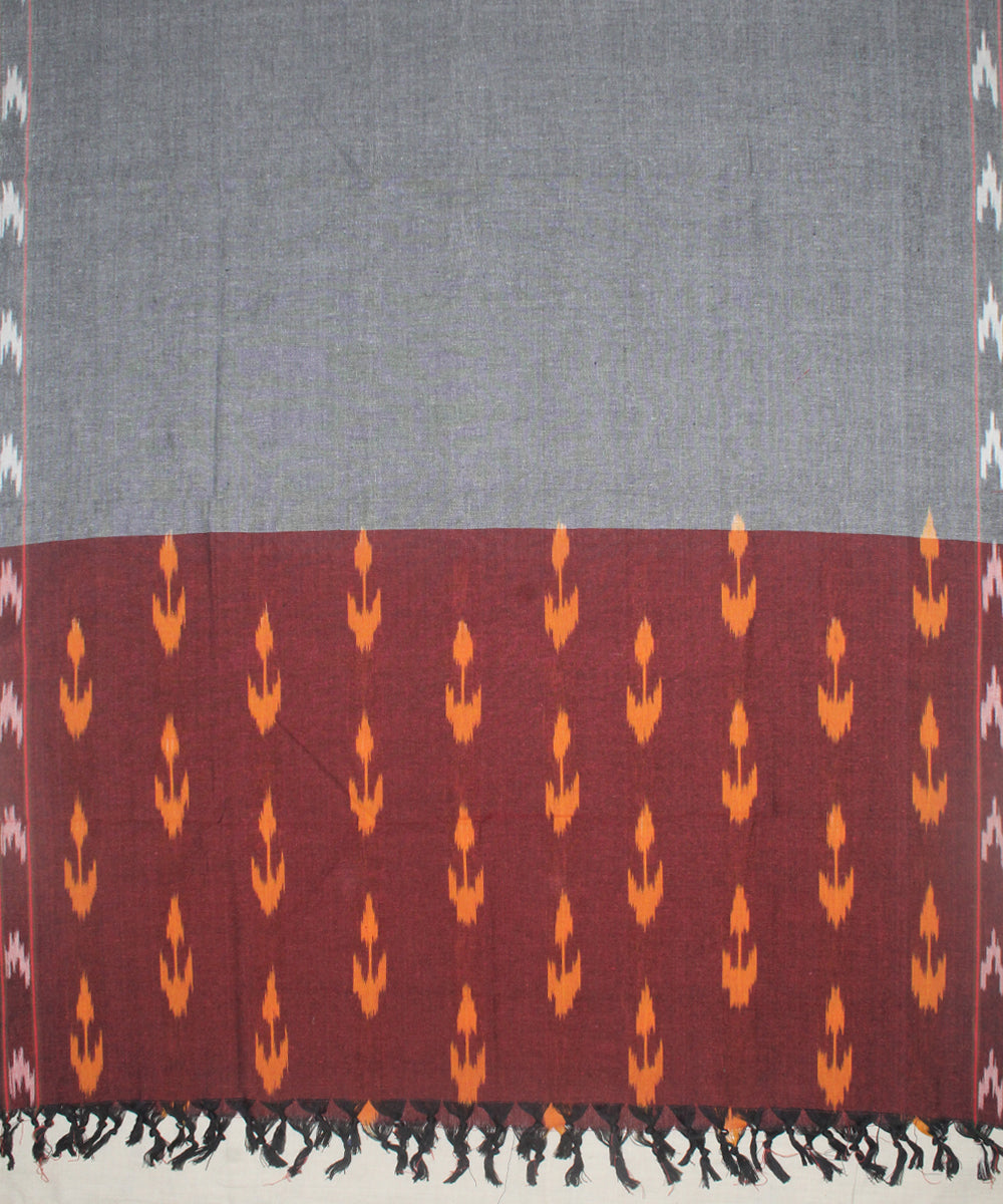 3pcs-maroon ash orange motifs pochampally ikkat dress material
