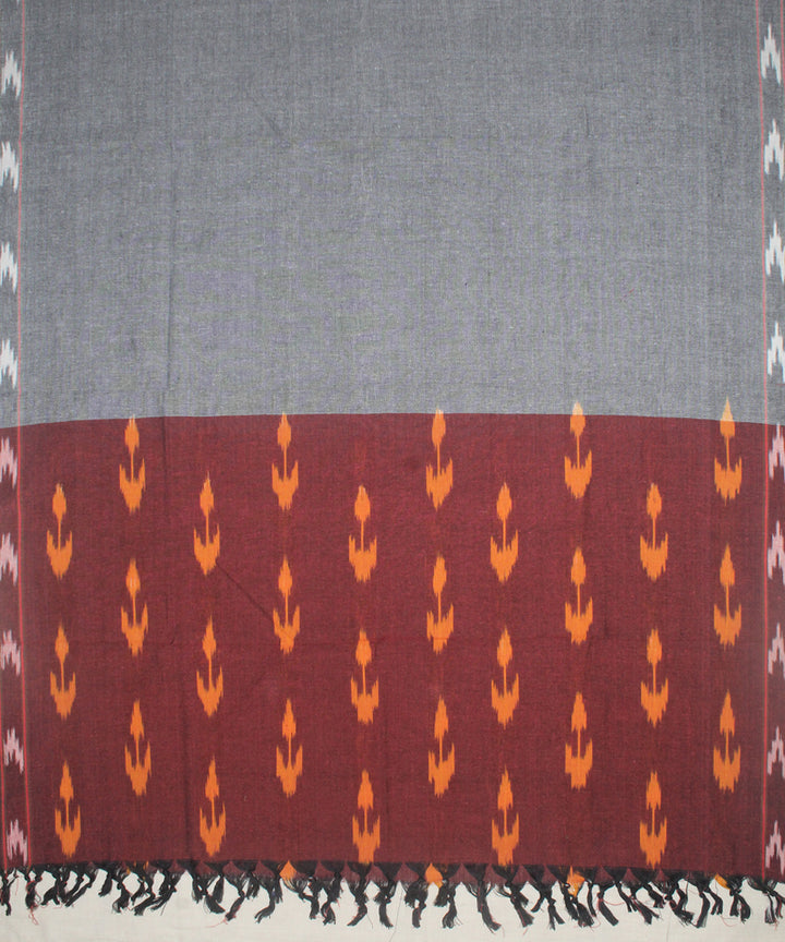 3pcs-maroon ash orange motifs pochampally ikkat dress material