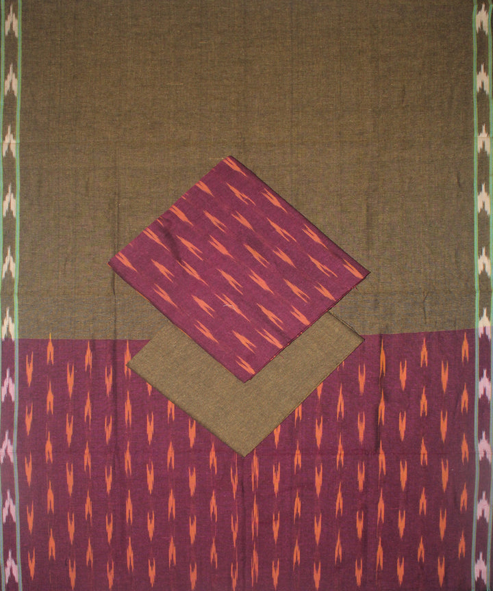 3pcs-purple grey handwoven pochampally ikkat dress material