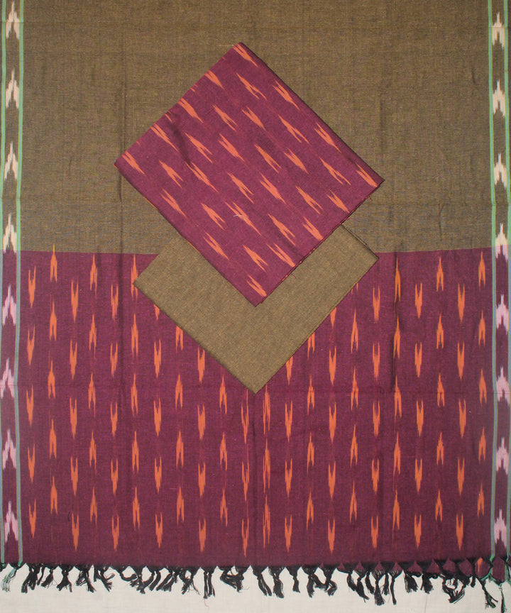 3pcs-purple grey handwoven pochampally ikkat dress material