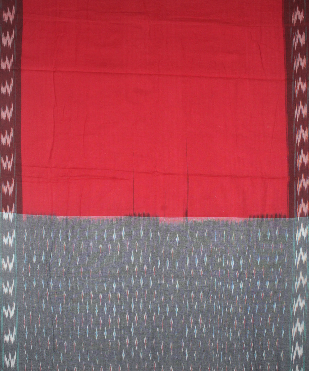 3pcs-grey ash and red handwoven pochampally ikkat dress material