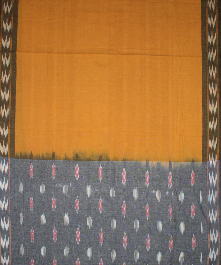 3pcs-grey yellow handwoven pochampally ikkat dress material