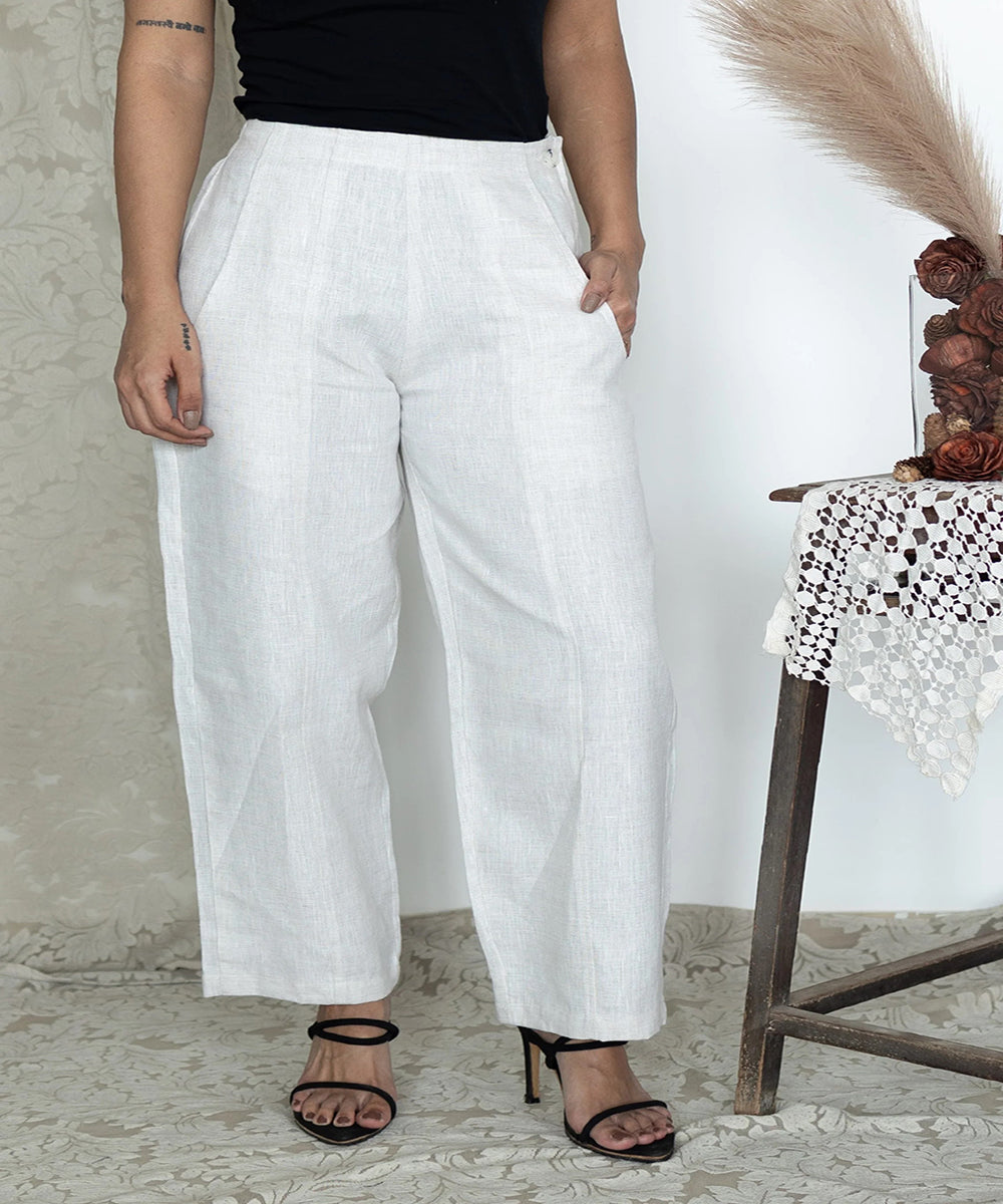 White handwoven linen trouser