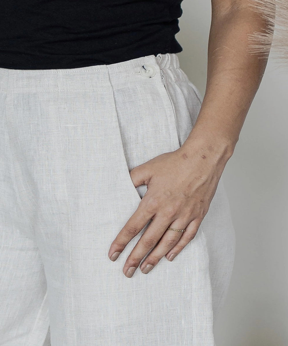 White handwoven linen trouser