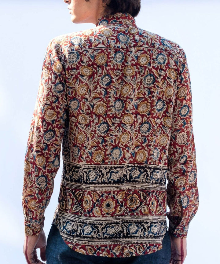Red hand crafted kalamkari cotton shirt