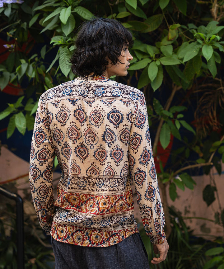 Multicolor hand block printed kalamkari cotton shirt