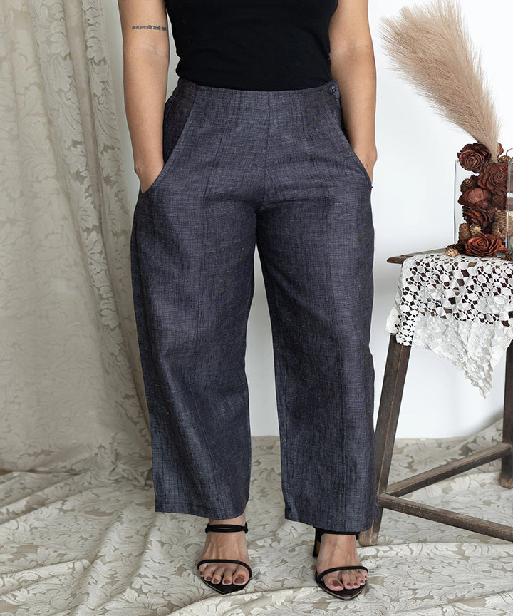 Navy handwoven linen trouser