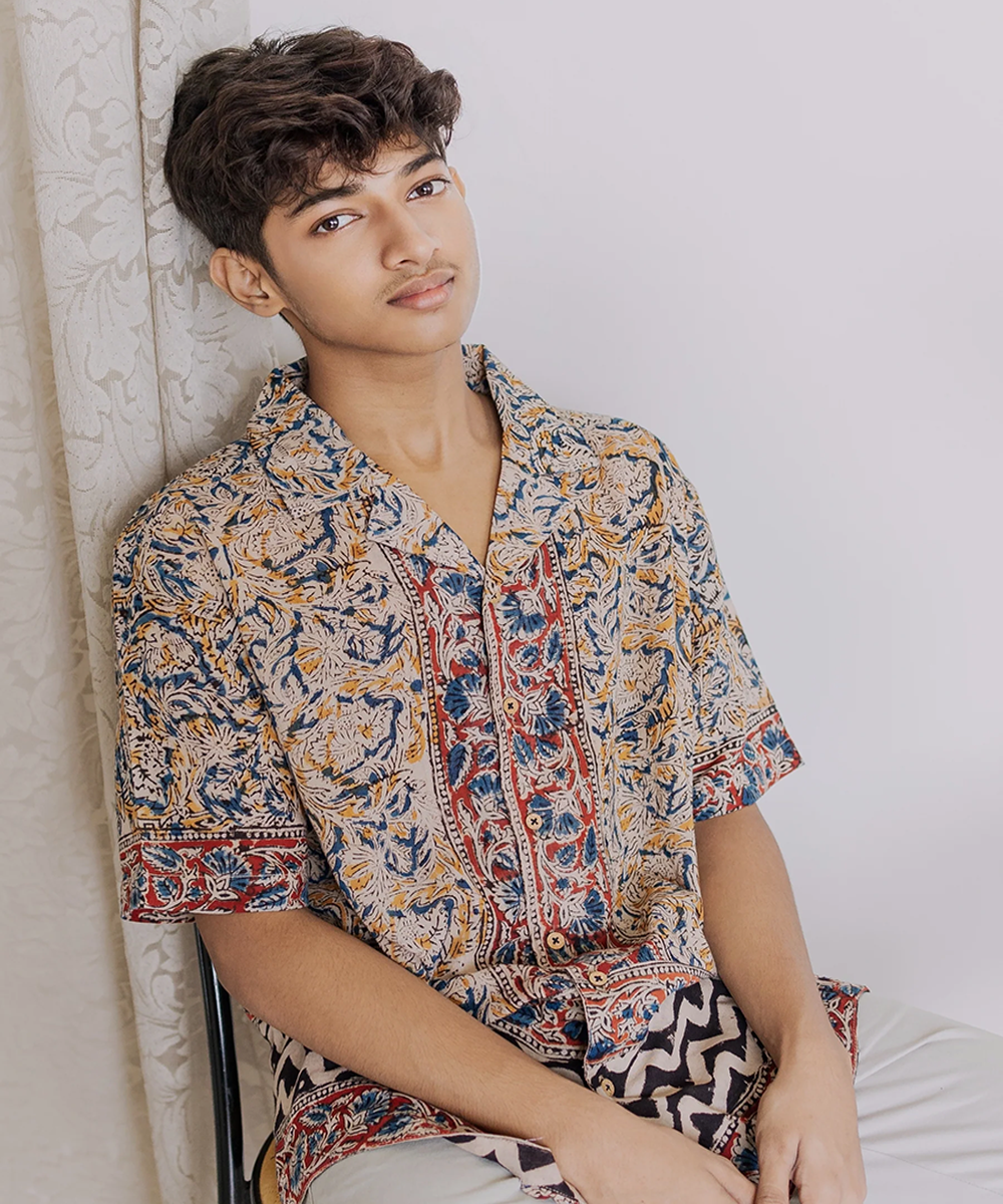 Multicolor handcrafted kalamkari cotton men shirt
