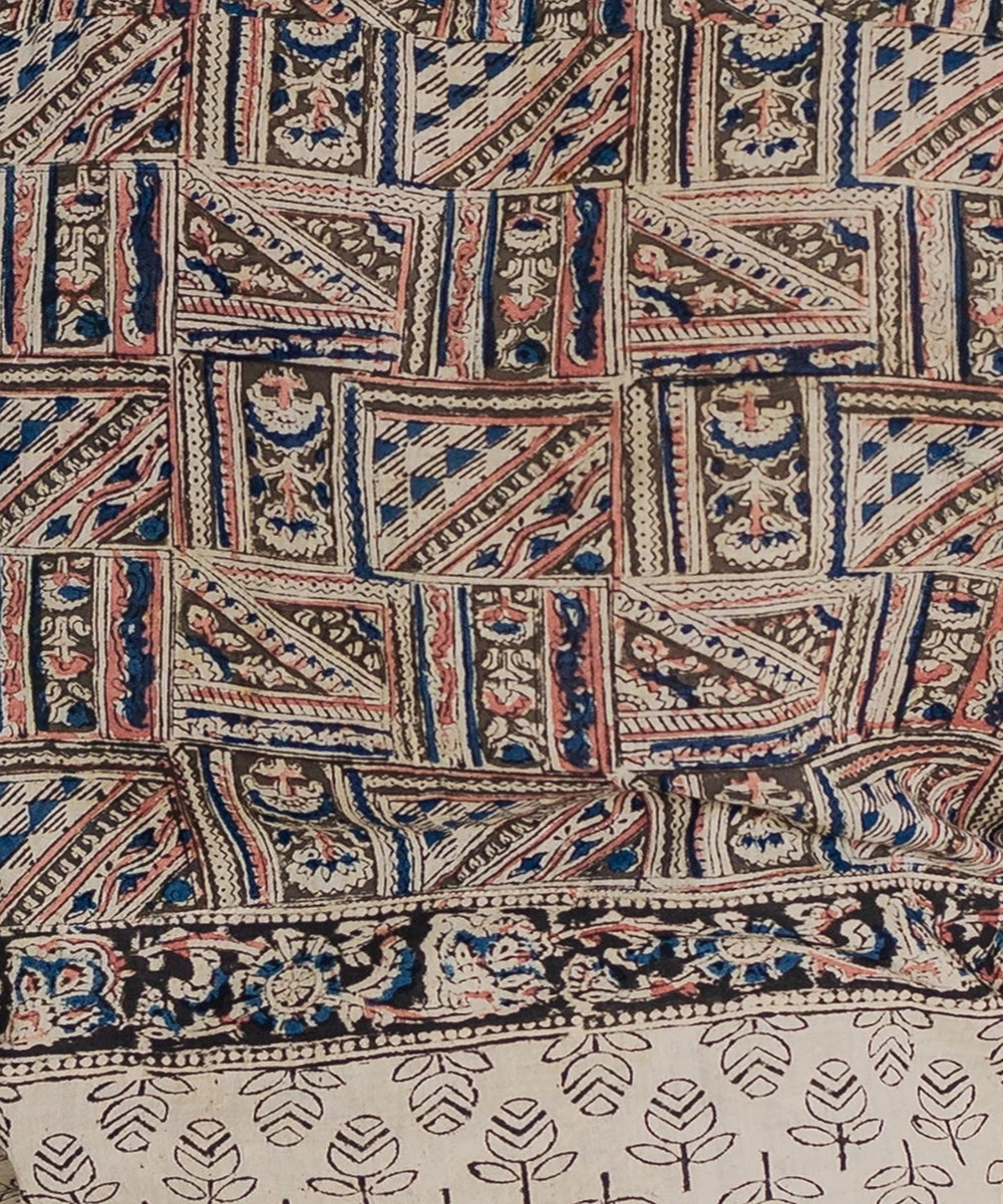 Multicolor handcrafted kalamkari cotton men half shirt