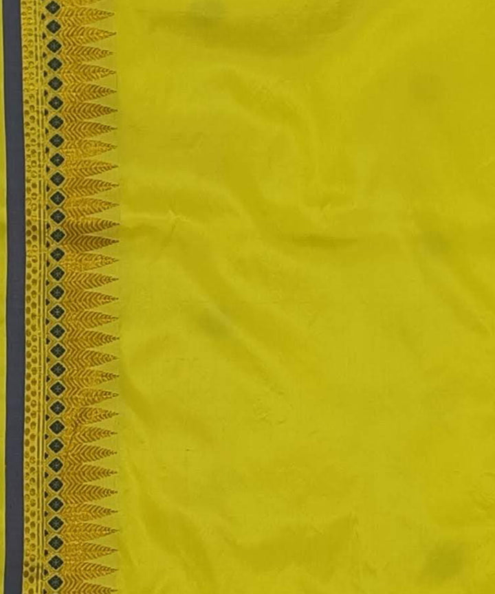 Yellow black silk handwoven assam saree