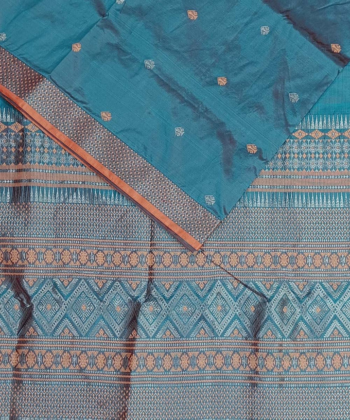 Blue buti silk handwoven assam saree