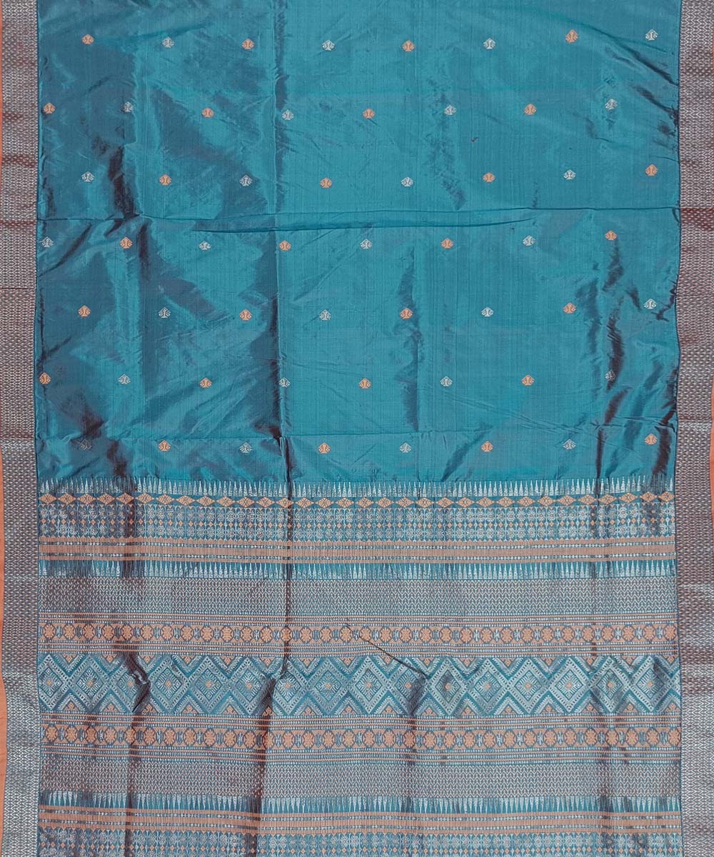 Blue buti silk handwoven assam saree