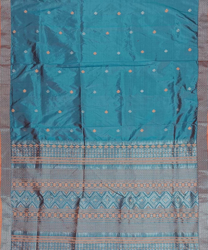 Blue buti silk handwoven assam saree