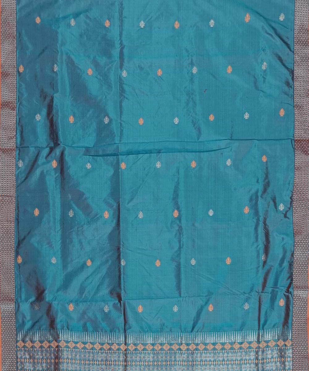 Blue buti silk handwoven assam saree