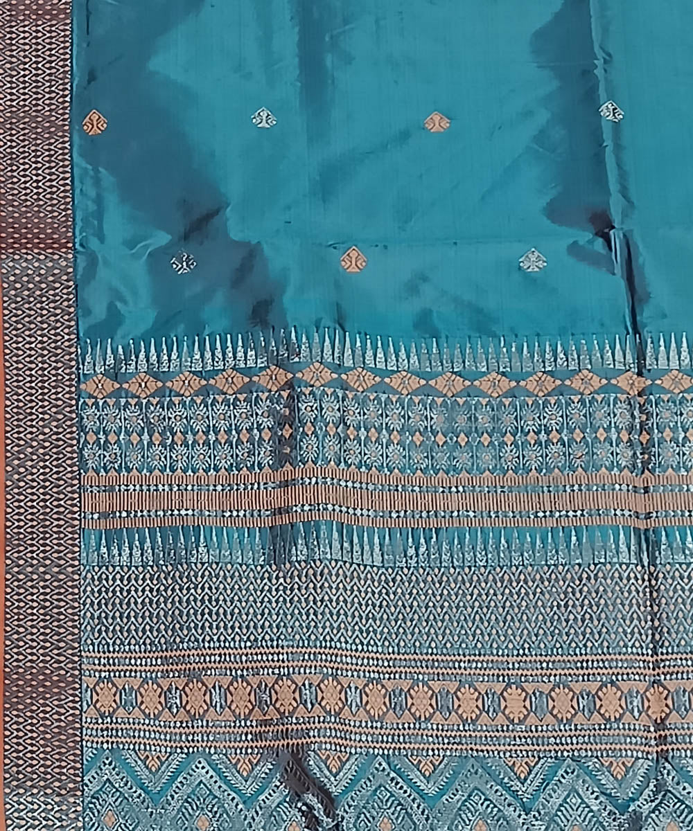 Blue buti silk handwoven assam saree